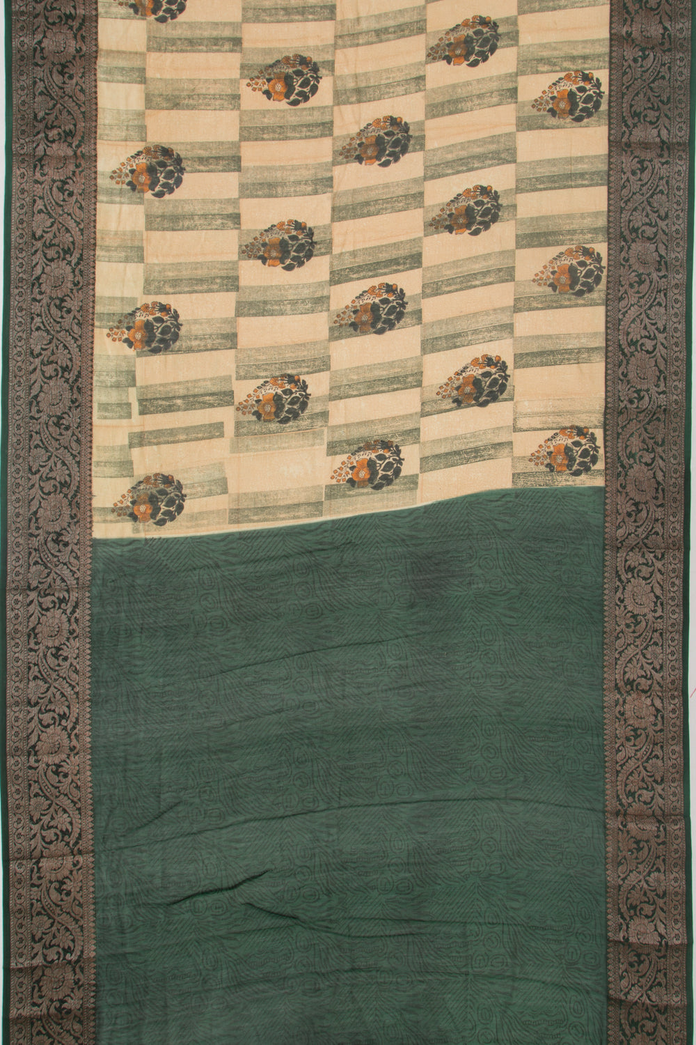 Chanderi Cotton Printed Cream Saree