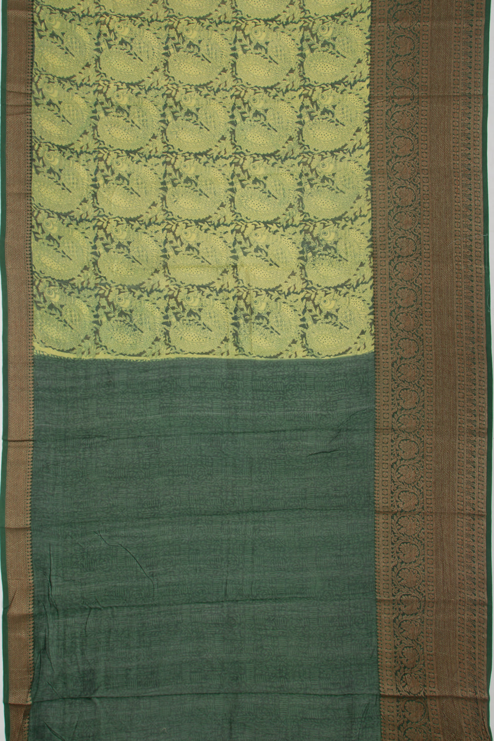 Chanderi Cotton Printed Green Saree