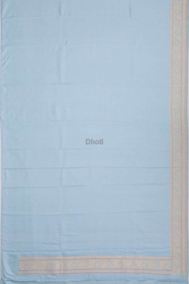 Banarasi Silk Plain Blue Dhoti With Kurta And Kanduva