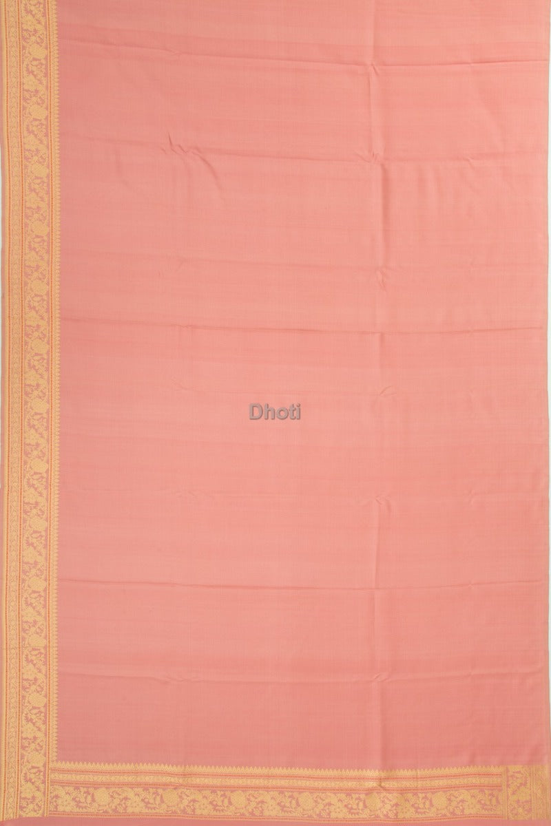 Banarasi Silk Plain Peach Dhoti With Kurta And Kanduva