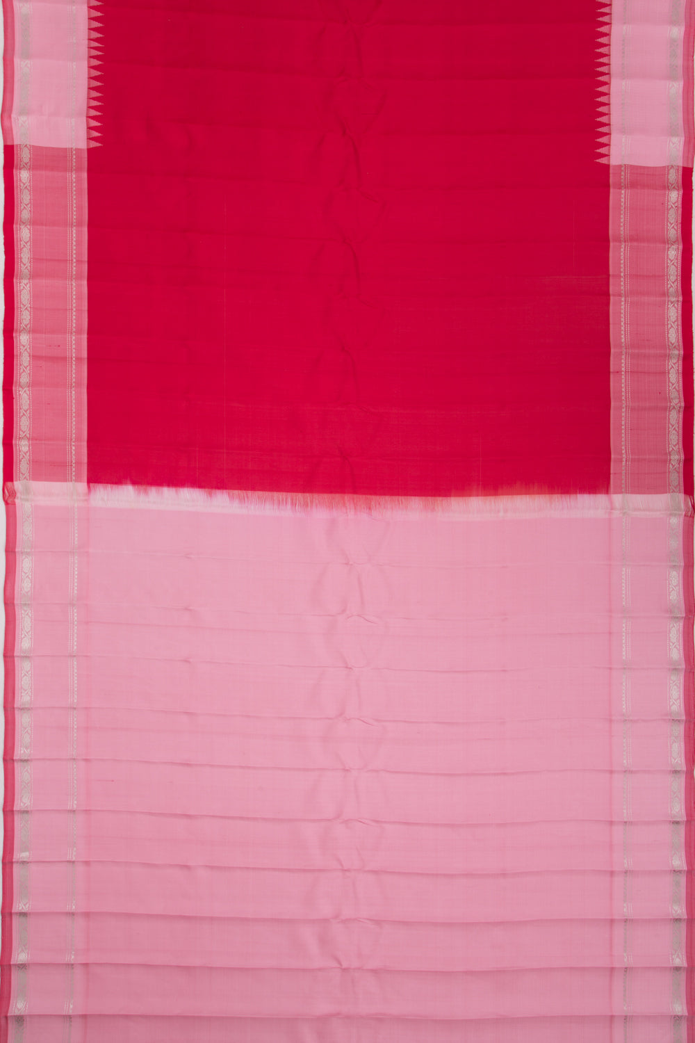 Gadwal Silk Plain Red Saree