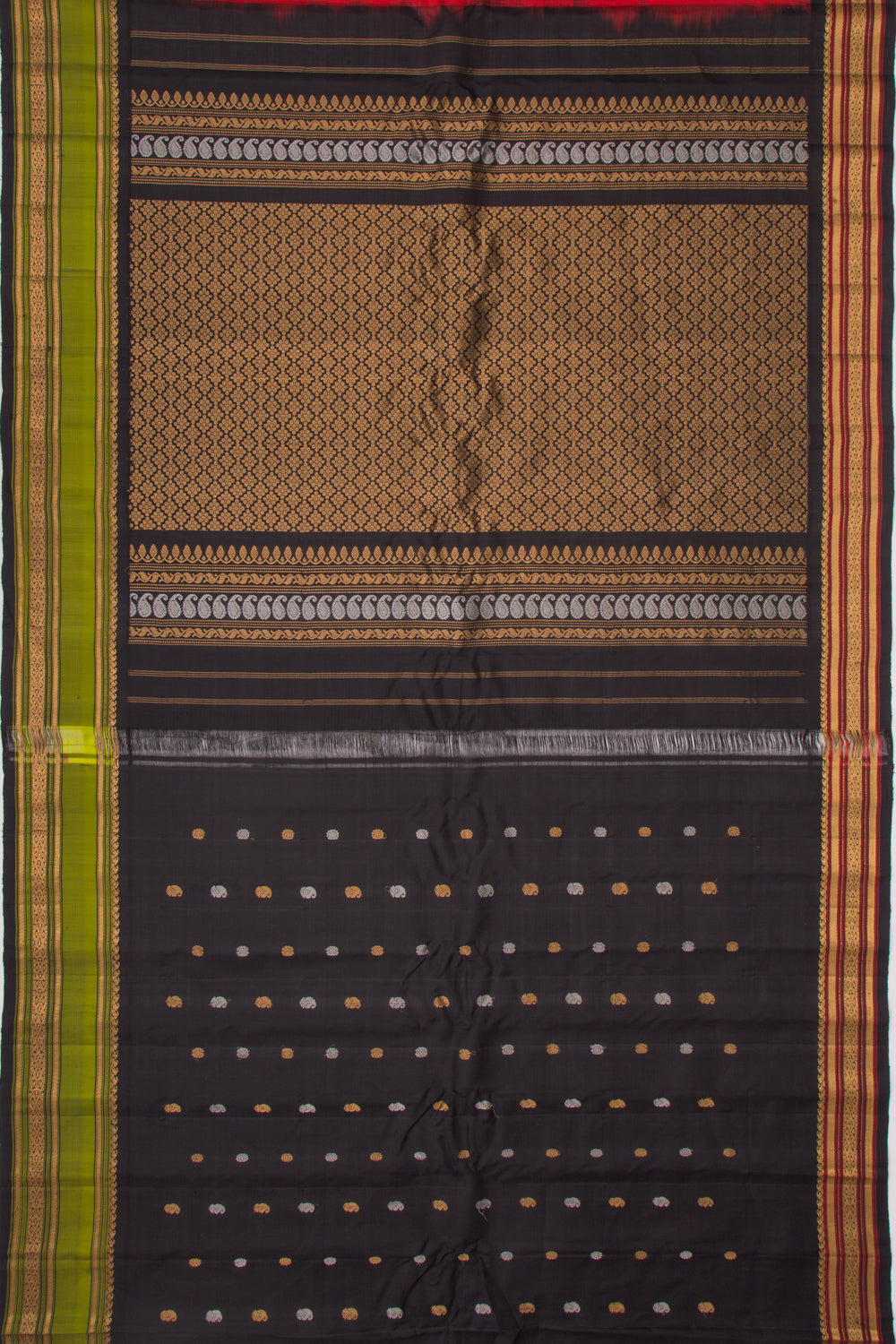 Gadwal Silk Checks And Butta Red Saree
