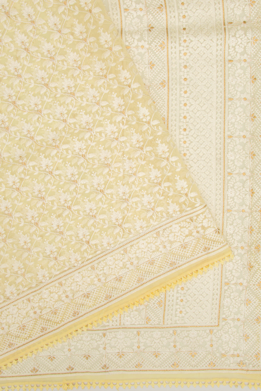YELLOW PRINTED ORGANZA SAREE