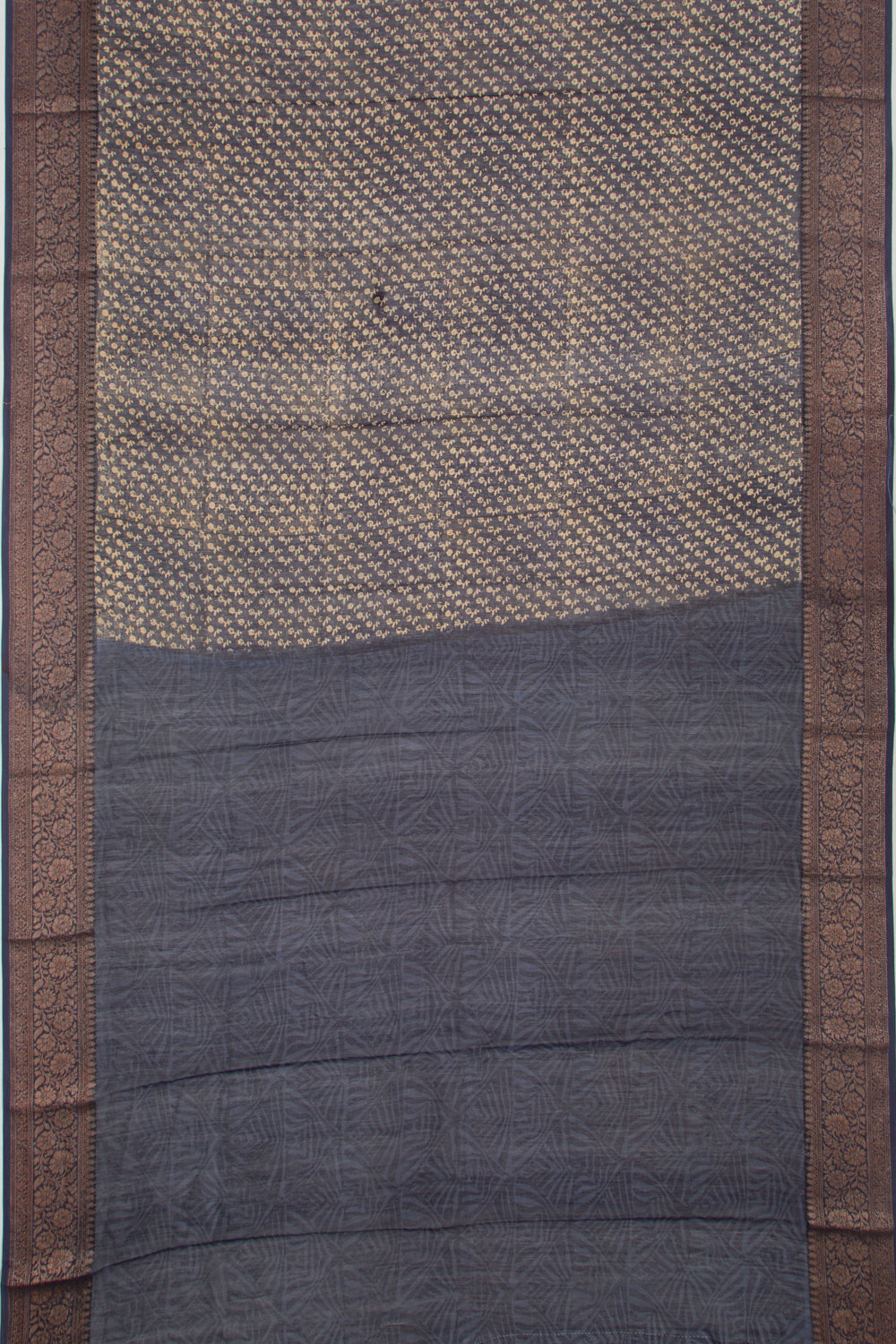 Chanderi Cotton Printed Dark Blue Saree