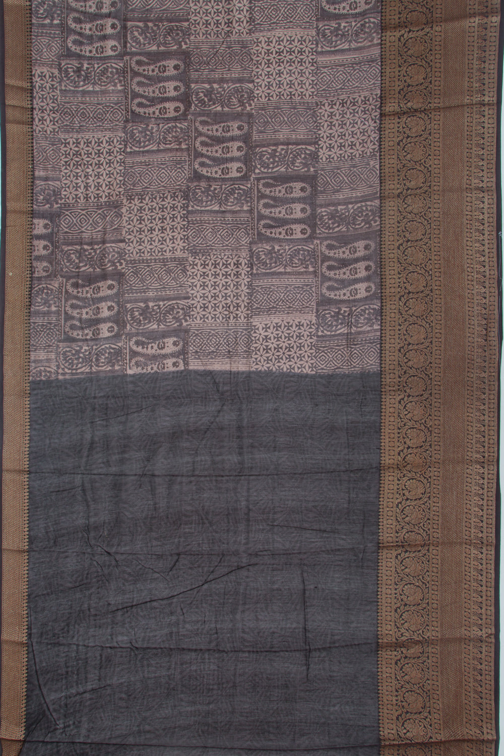 Chanderi Cotton Printed Black Saree