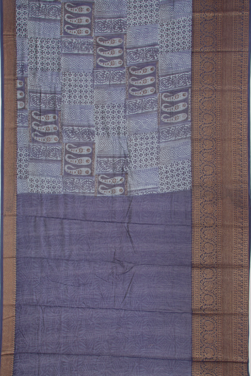 Chanderi Cotton Printed Dark Blue Saree