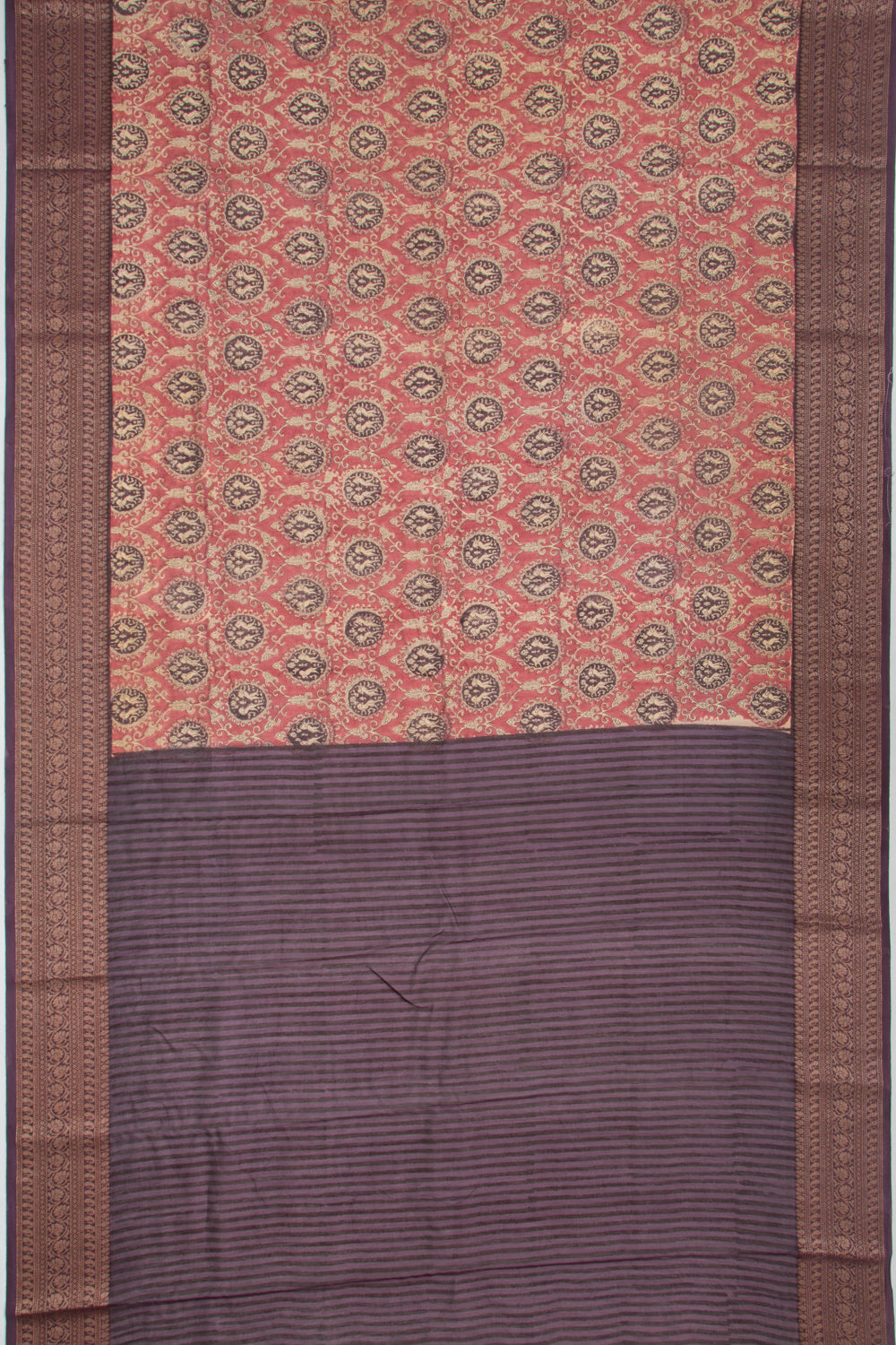 Chanderi Cotton Printed Maroon Saree