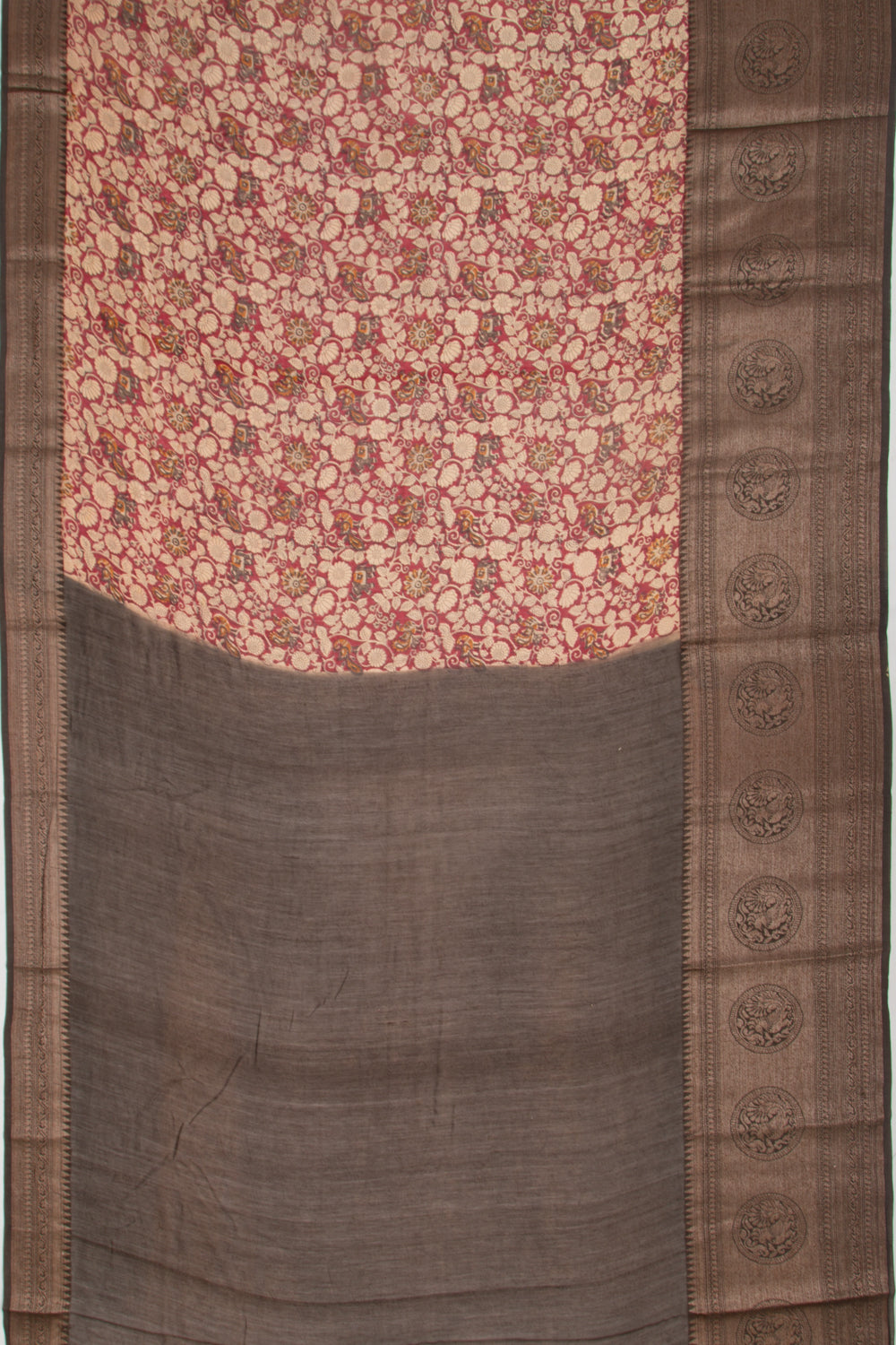 Chanderi Cotton Printed Red Saree