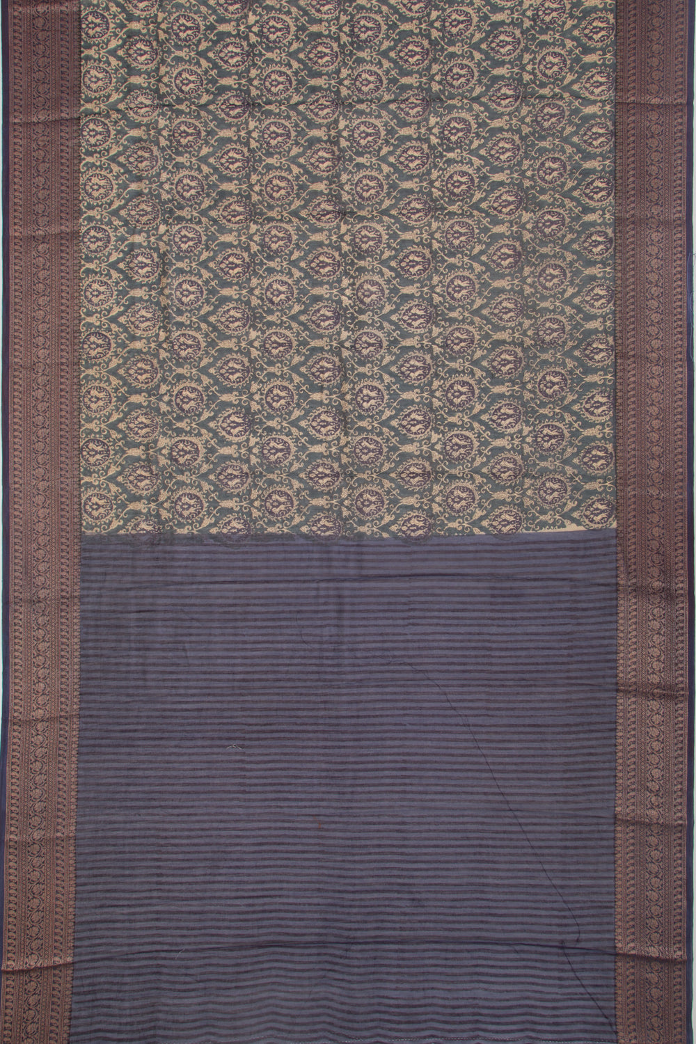 Chanderi Cotton Printed Blue Saree