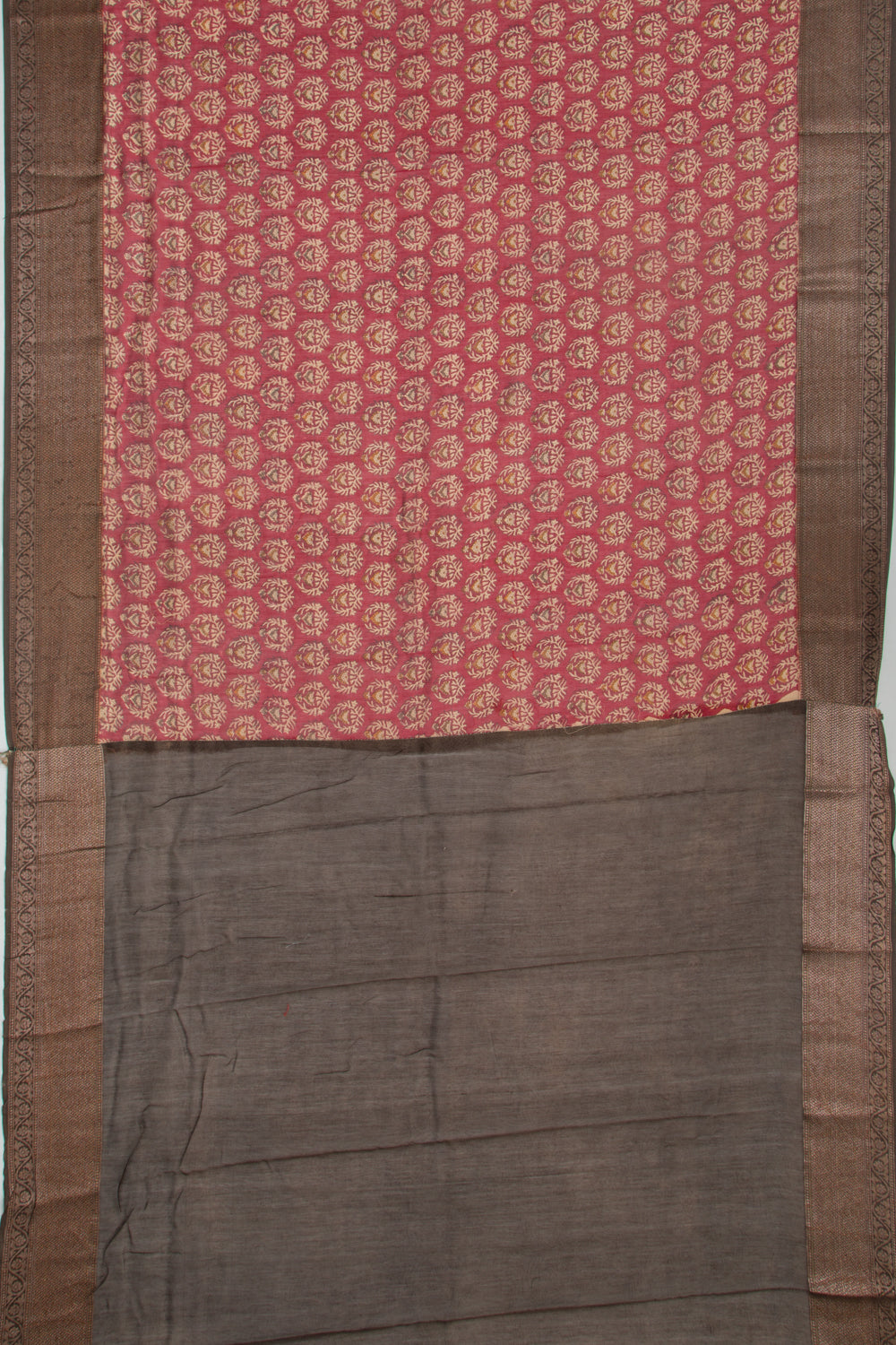 Chanderi Cotton Printed Maroon Saree