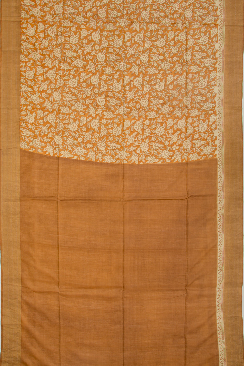 Soft Tussar Floral Printed Mustard Yellow Saree