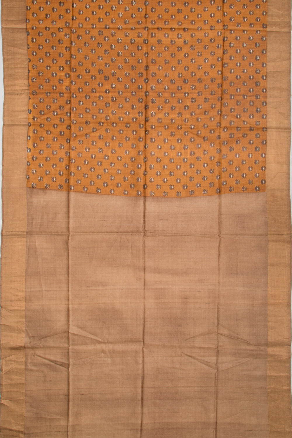 Tussar Floral Printed Mustard Yellow Saree