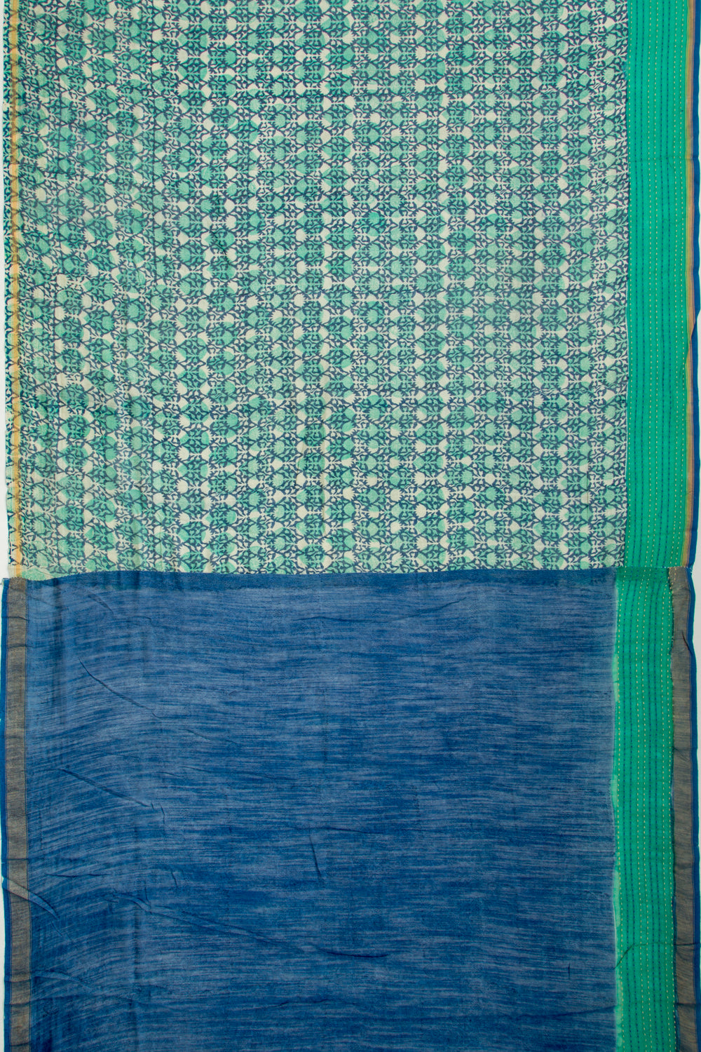 Chanderi Silk Floral Printed Green Saree