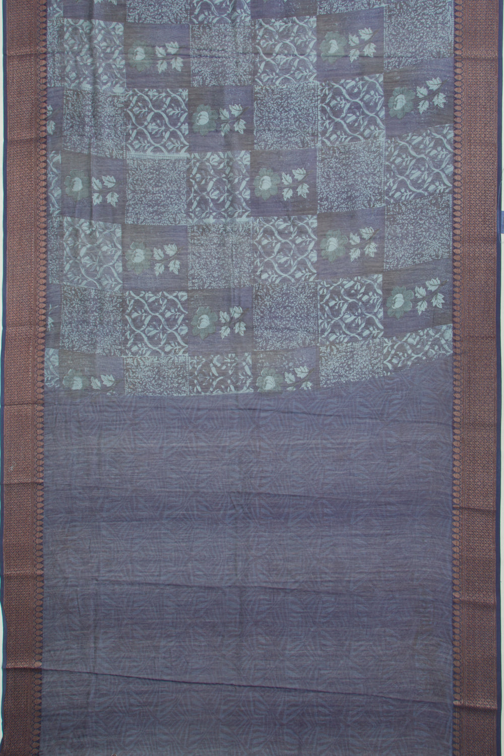 Chanderi Silk Printed Dark Blue Saree