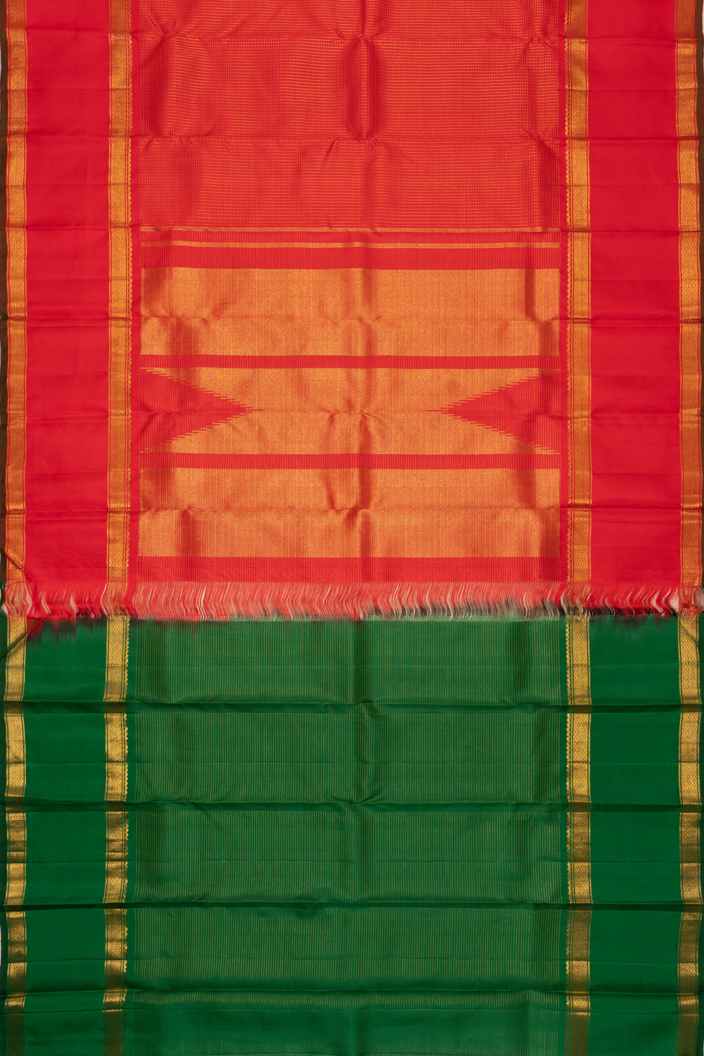 Kanchipuram Silk Kattam Checks Red Saree