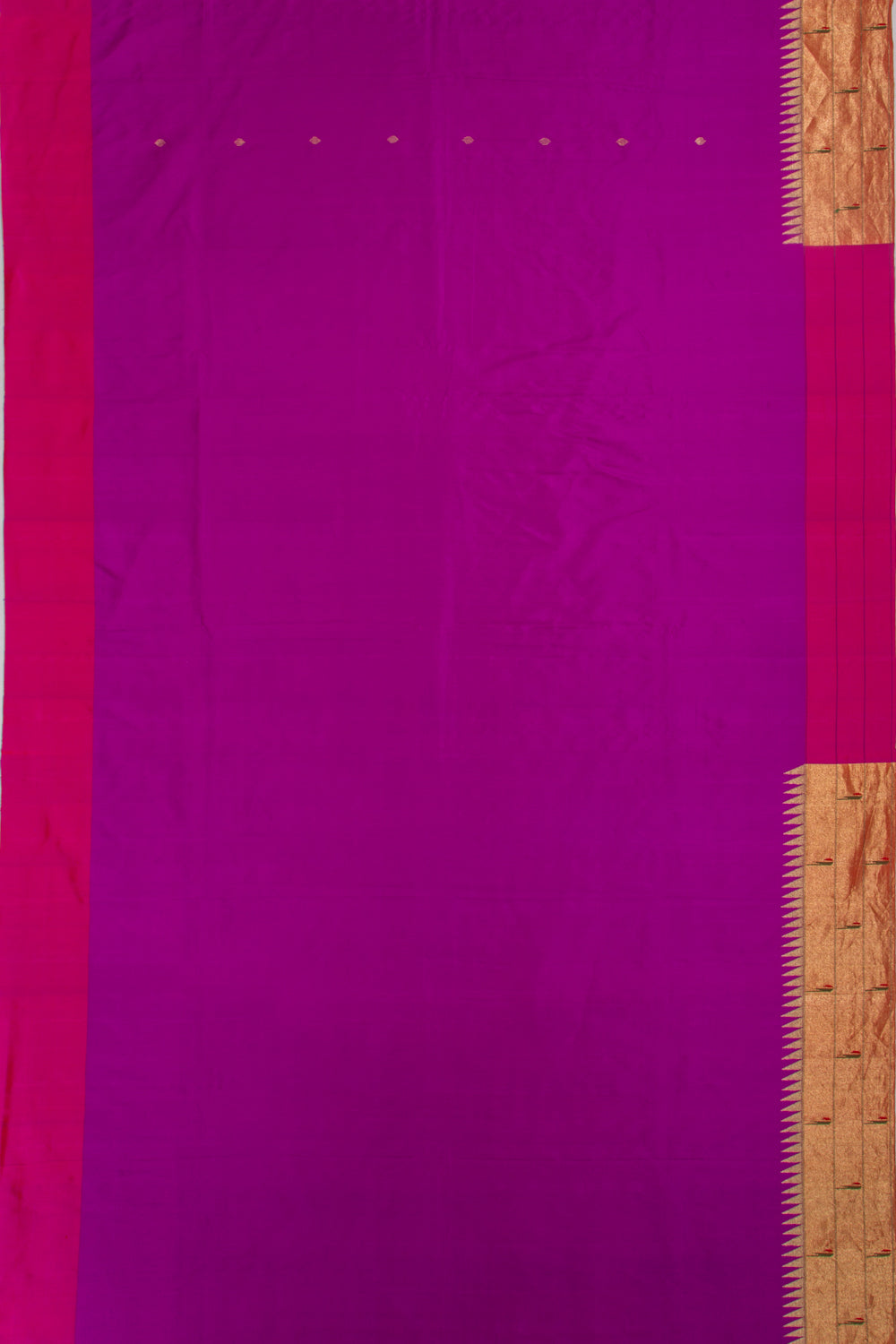 Paithani Silk Butta Purple Saree With Triple Muniya Border