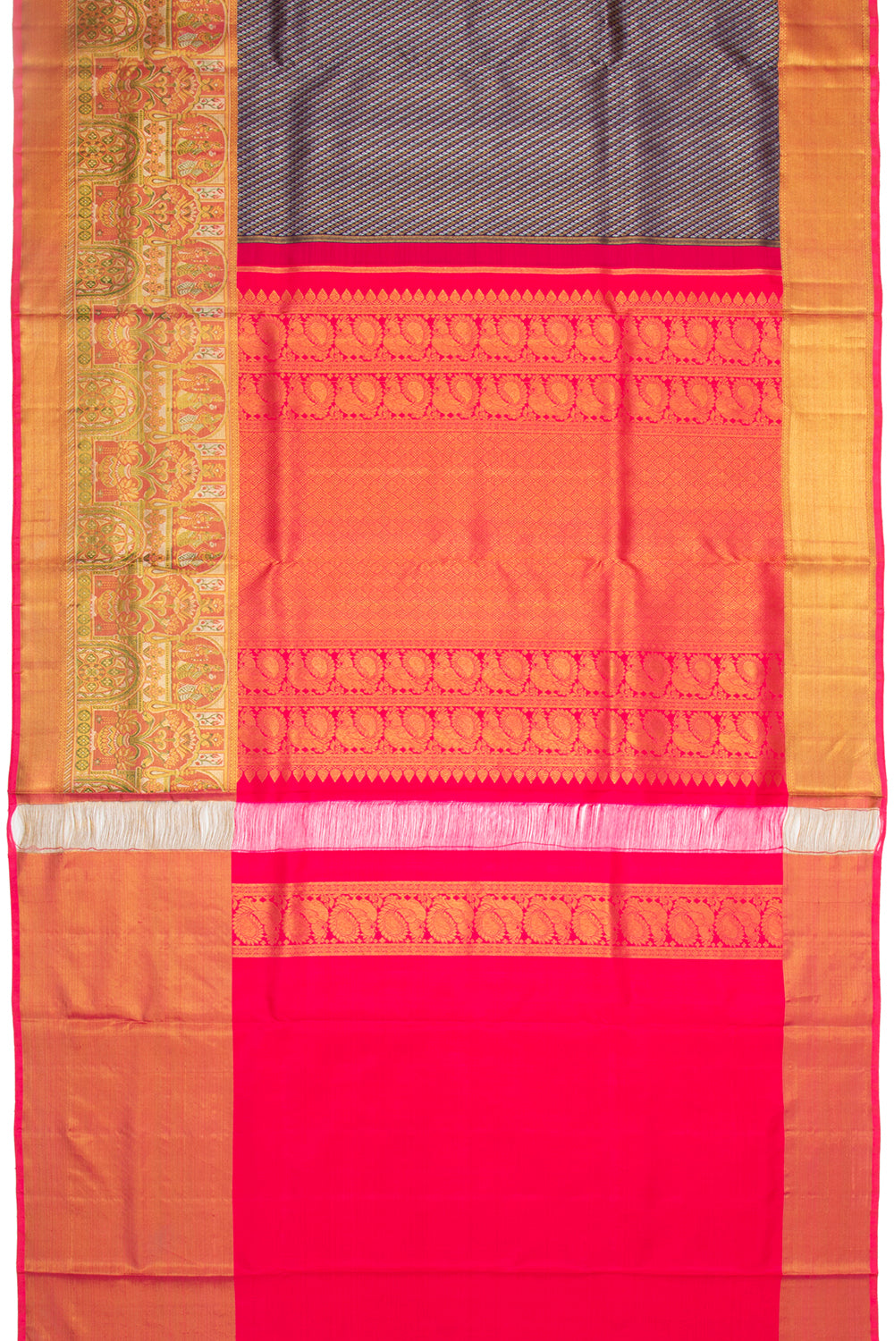 Kanchipuram Silk Brocade Dark Blue Saree
