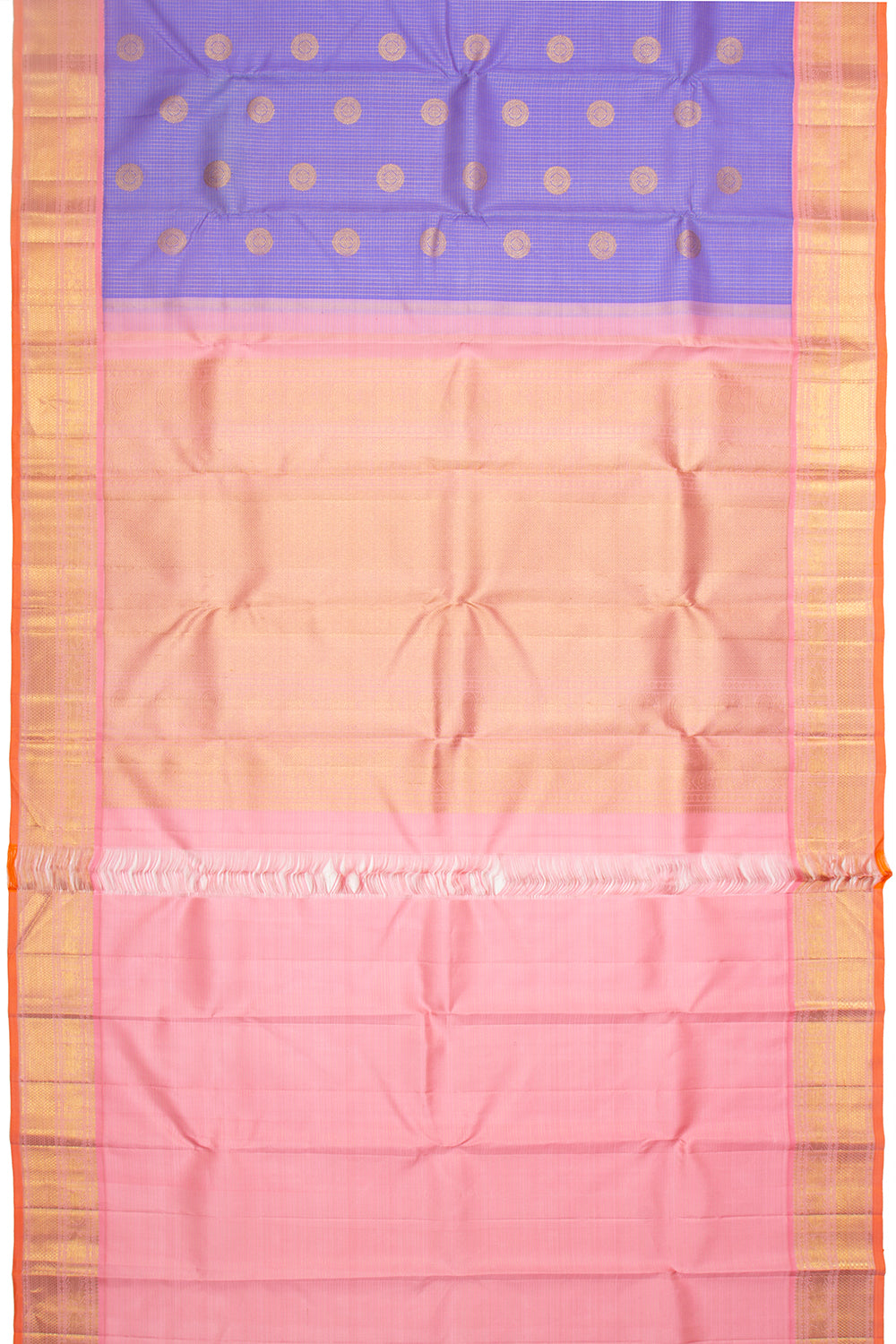 Kanchipuram Silk Checks And Butta Violet Saree