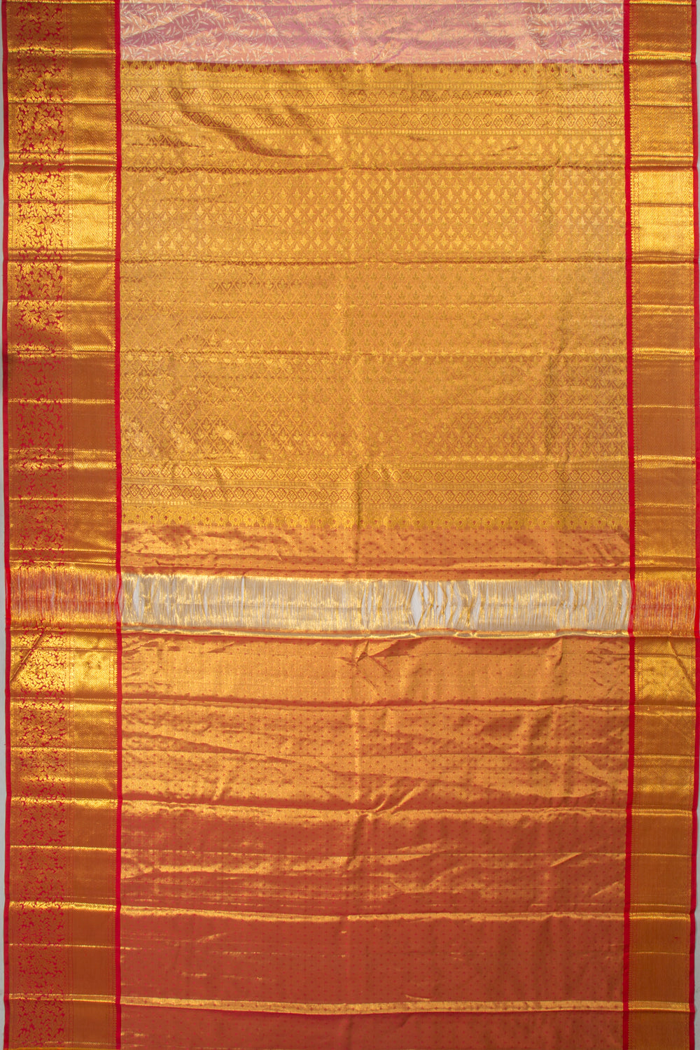 Kanchipuram Silk Tissue Jaal Baby Pink Saree