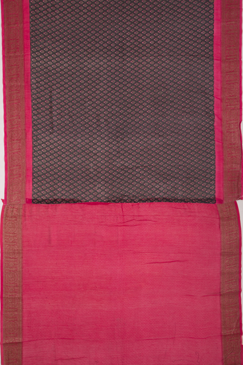 Chanderi Silk Floral Printed Black Saree