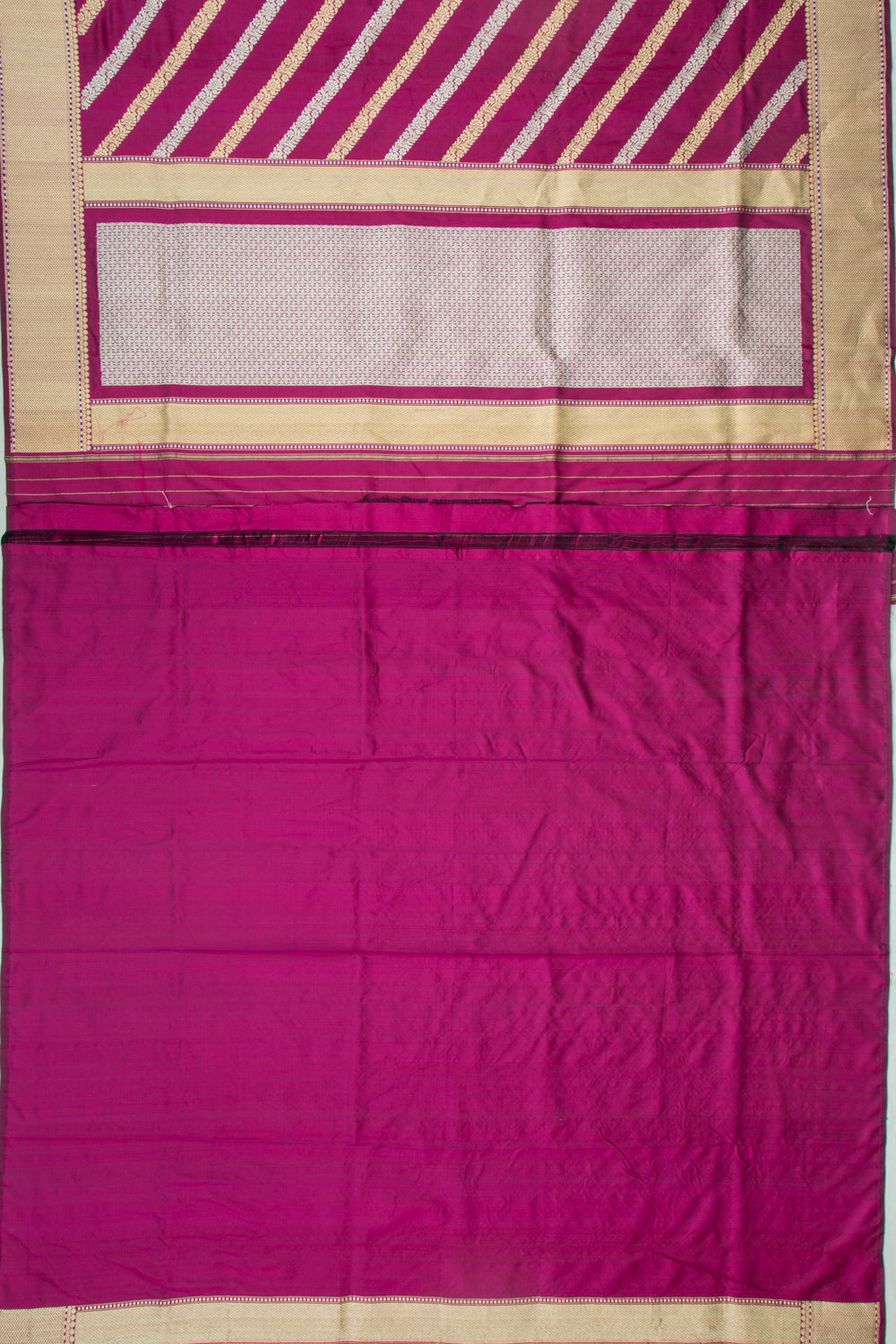 Banarasi Silk Diagonal Lines Purple Saree