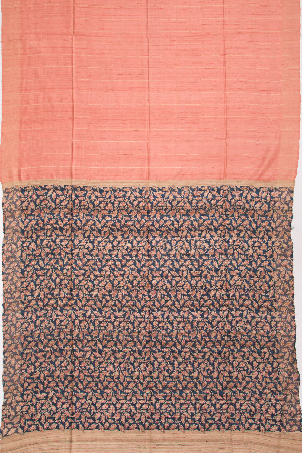 Tussar Checks Peach Saree
