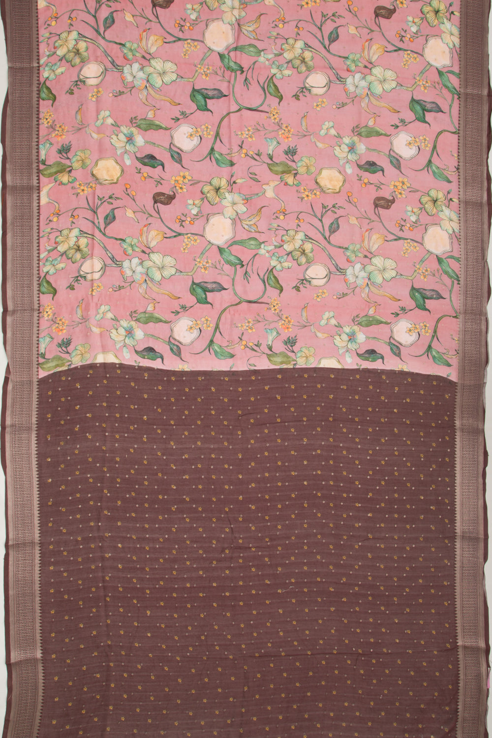 Chanderi Silk Floral Printed and Butta Pink Saree