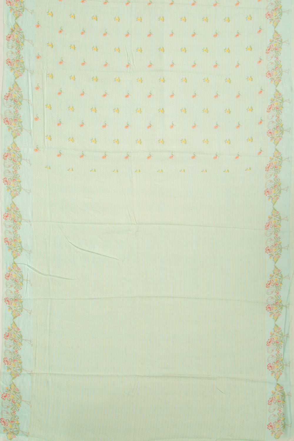 Chanderi Silk Printed And Lines Pastel Blue Saree