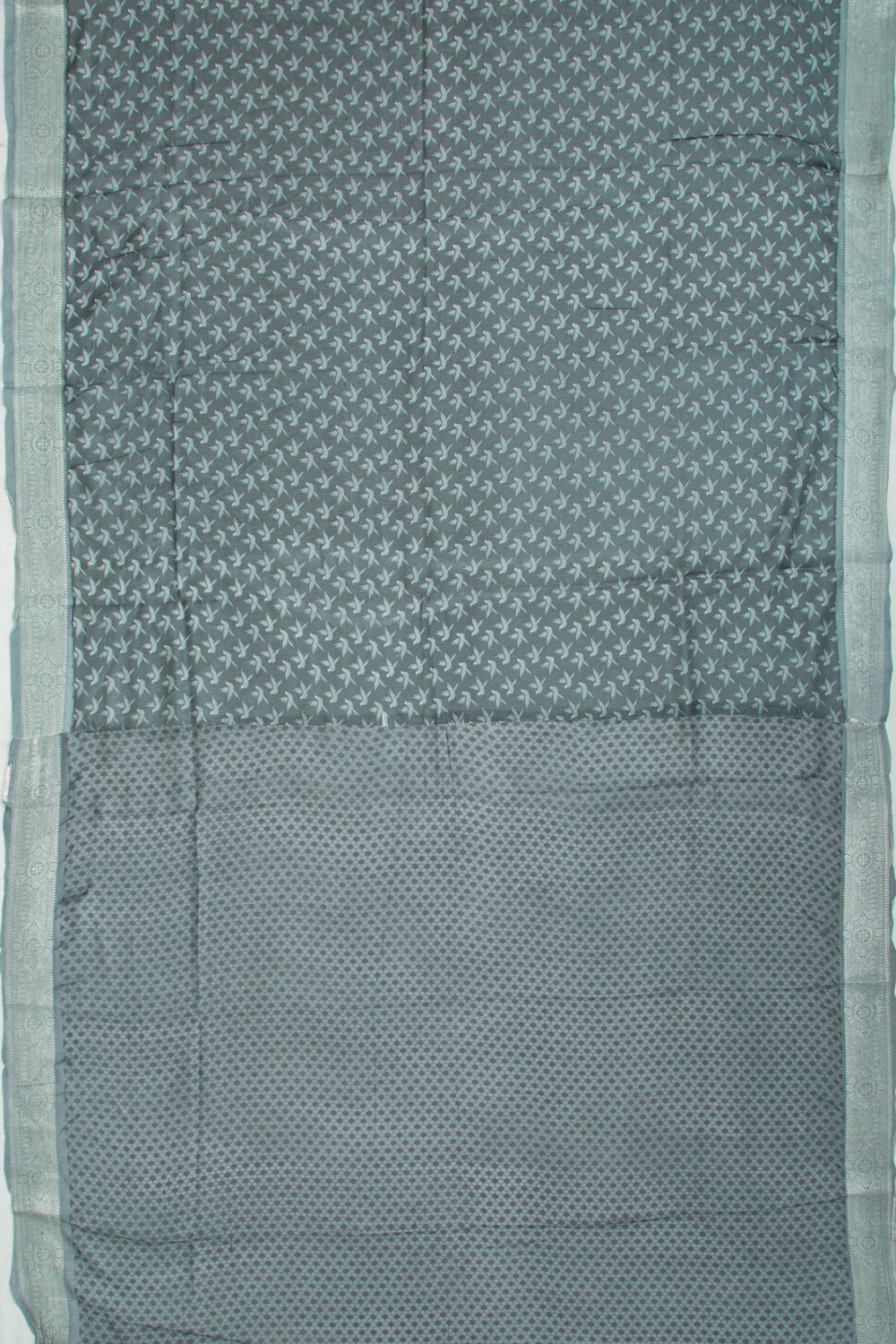 Chanderi Soft Silk Printed Grey Saree