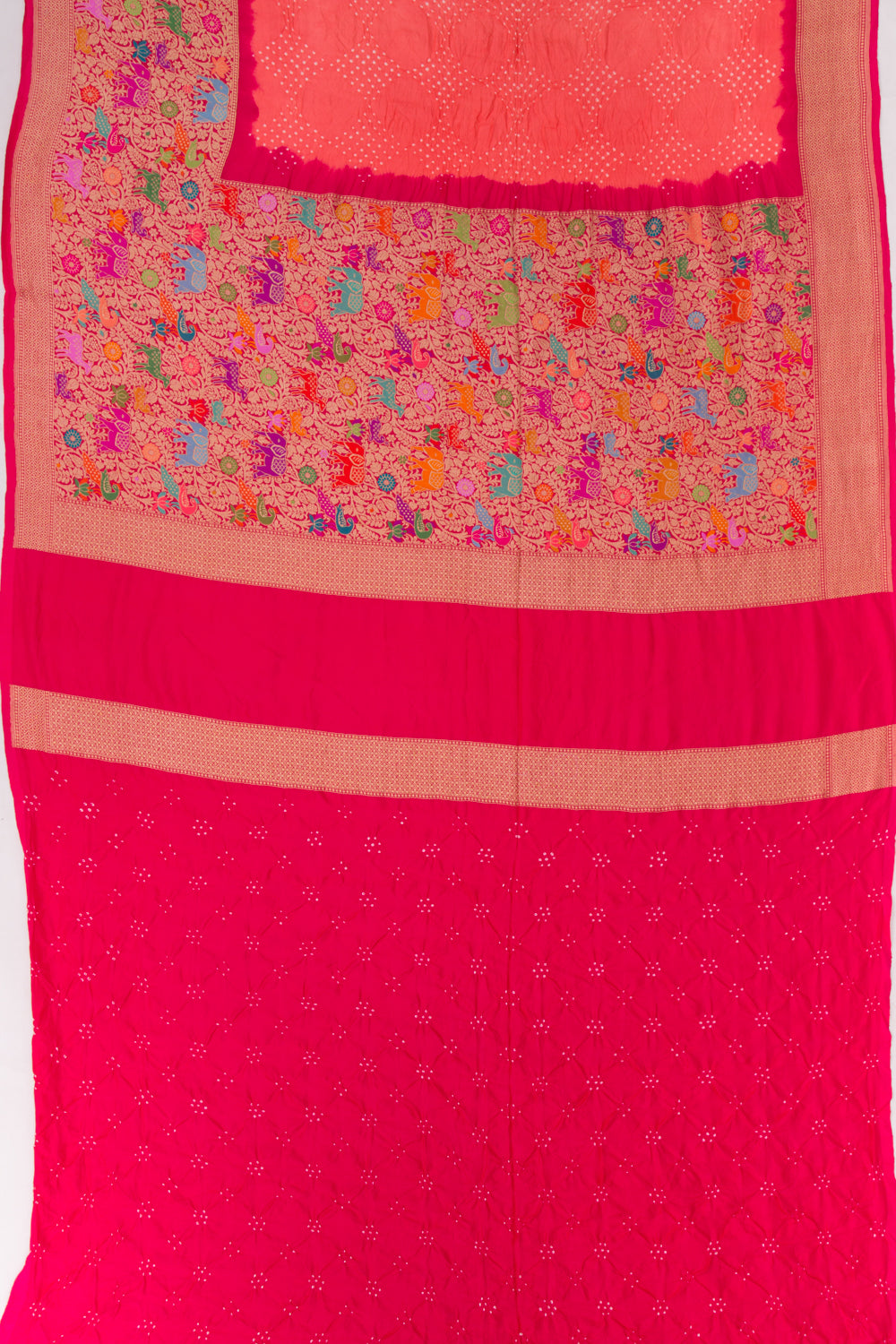 Banarasi Silk Bandhani Orange Saree