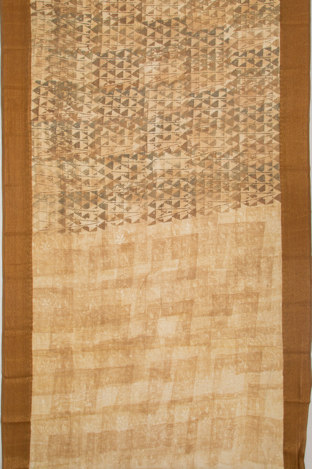 Chanderi Silk Printed Cream Saree