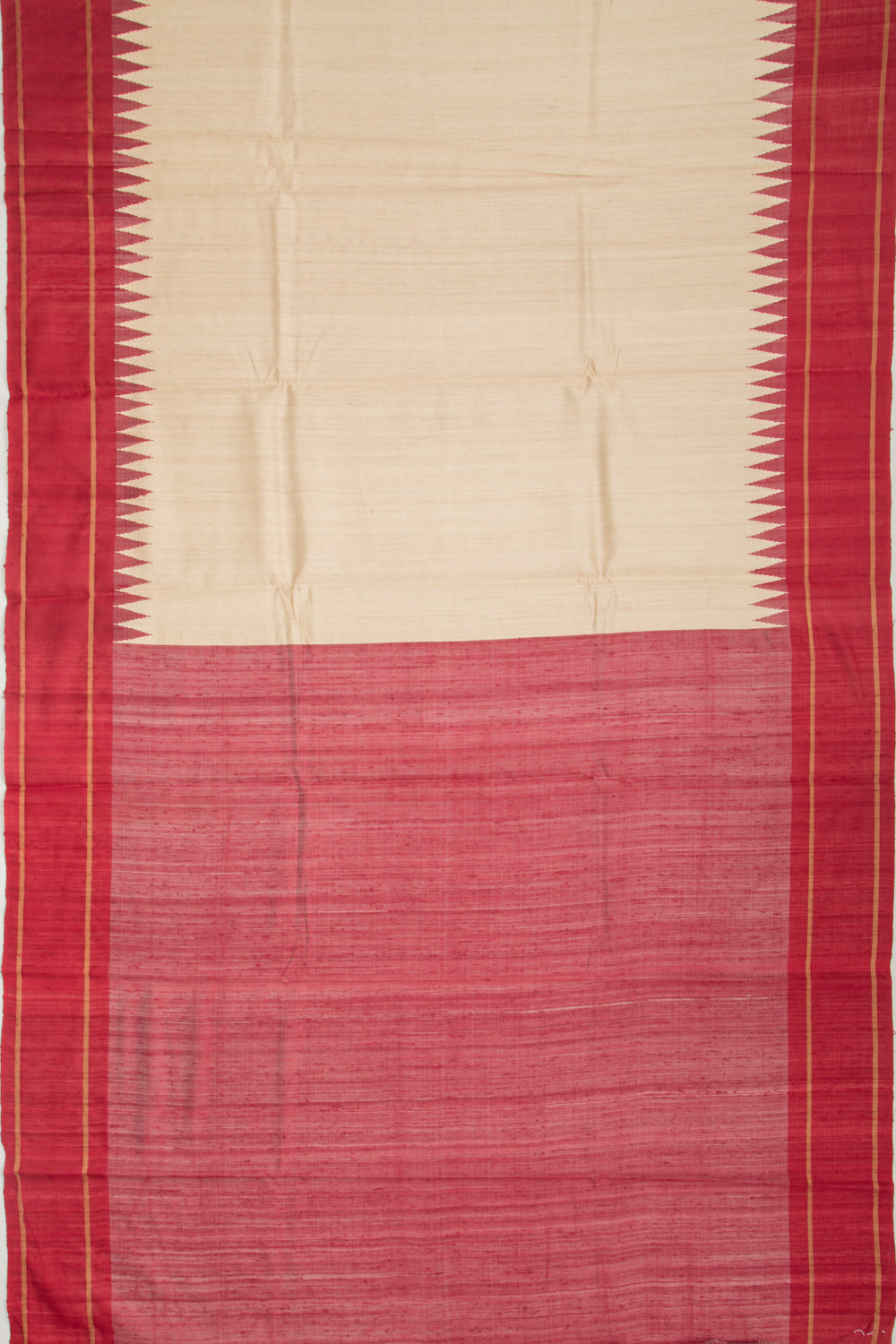 Tussar Plain Beige Saree