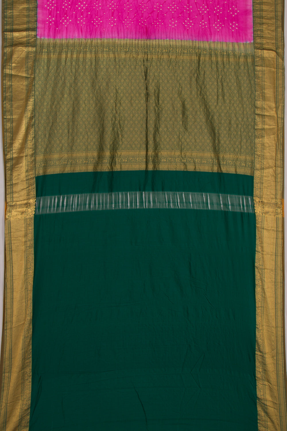Kanchipuram Silk Bandhani Pink Saree