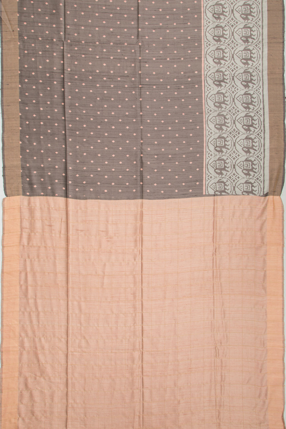 Soft Tussar Printed Grey Saree