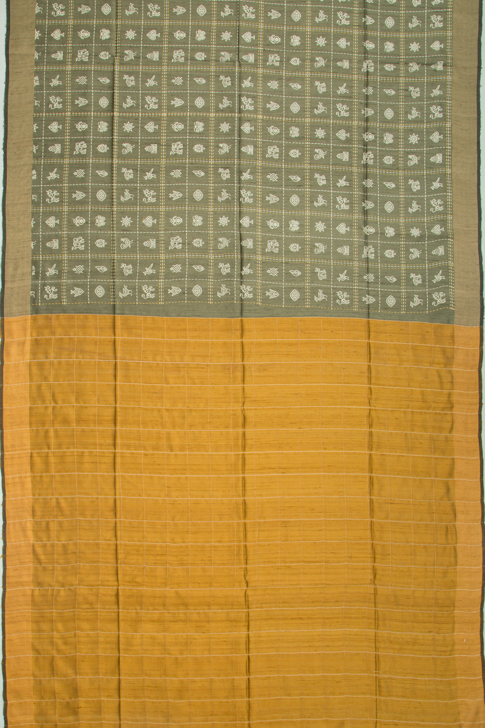 Soft Tussar Printed Mehendi Green Saree