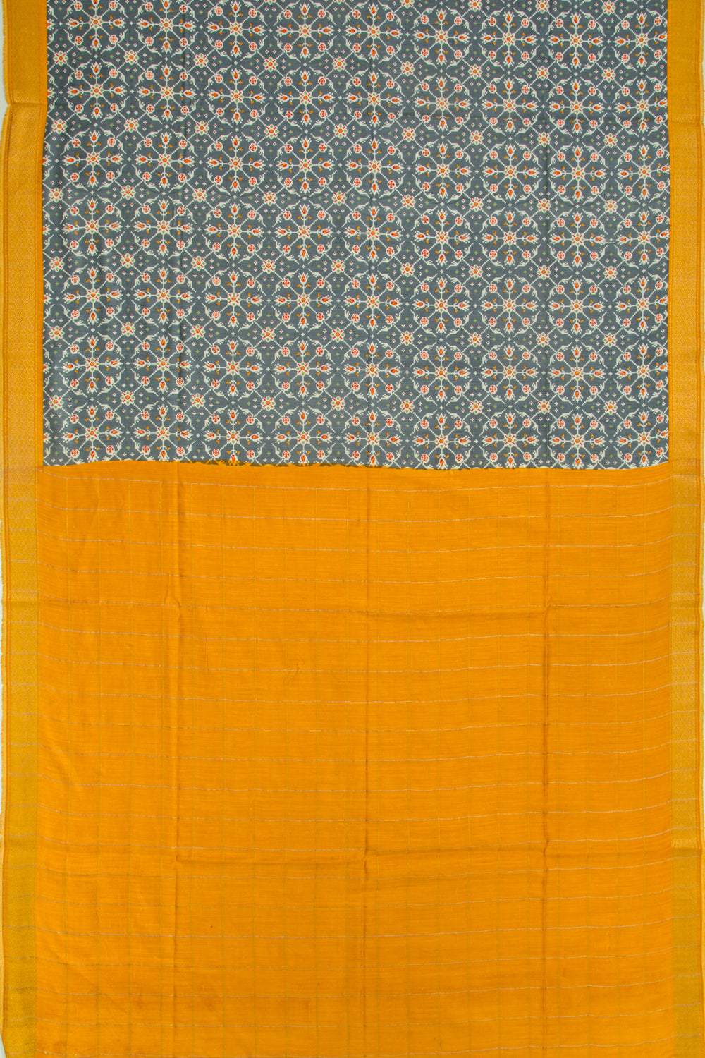 Tussar Printed Grey Saree