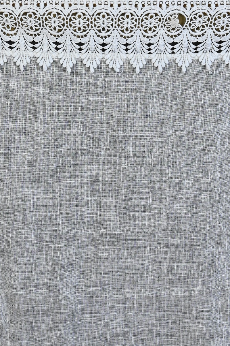 Linen Plain White Saree