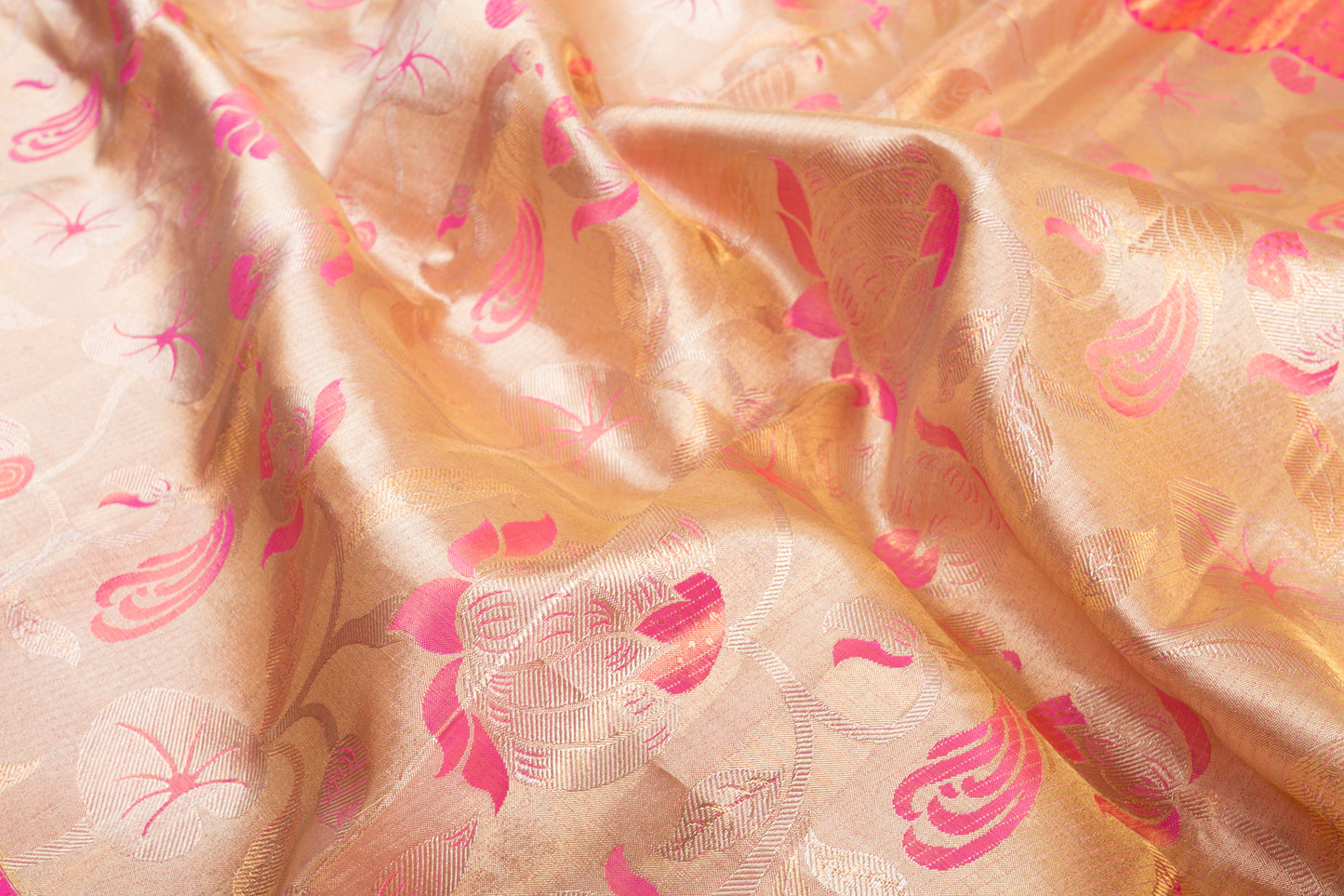 kanchipuram silk tissue jaal cream saree