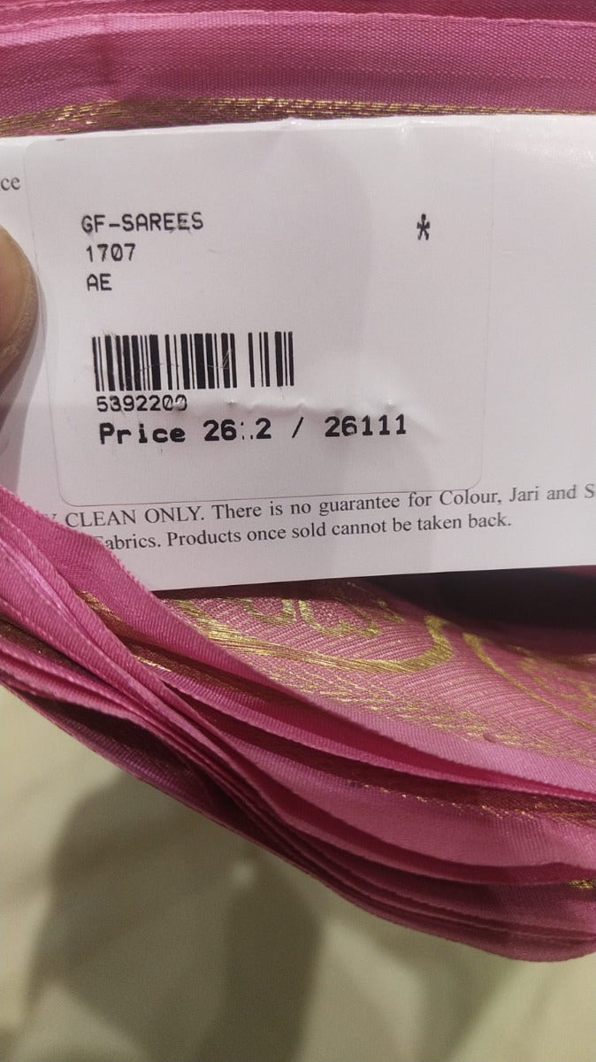 Kanchipuram Silk Tissue Brocade Pastel Pink Saree