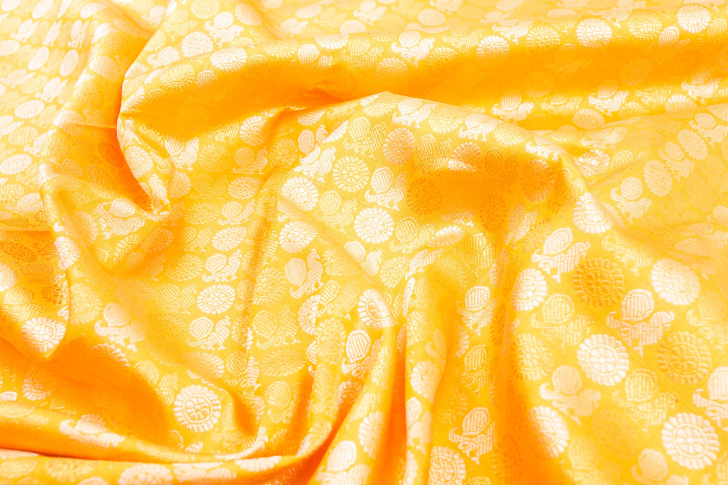 Kanchipuram Silk Butta Yellow Saree