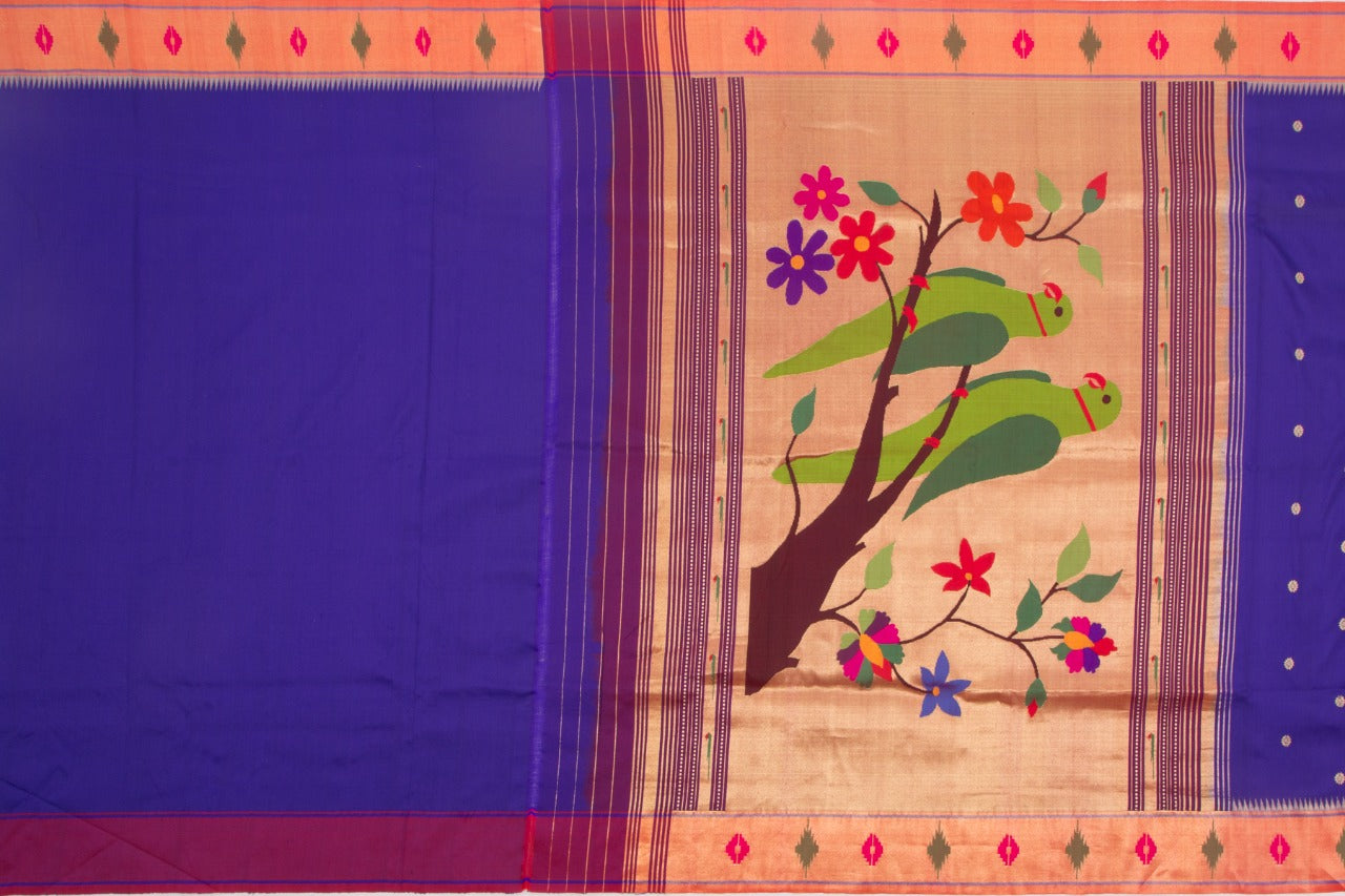 Paithani Silk Butta Blue Saree