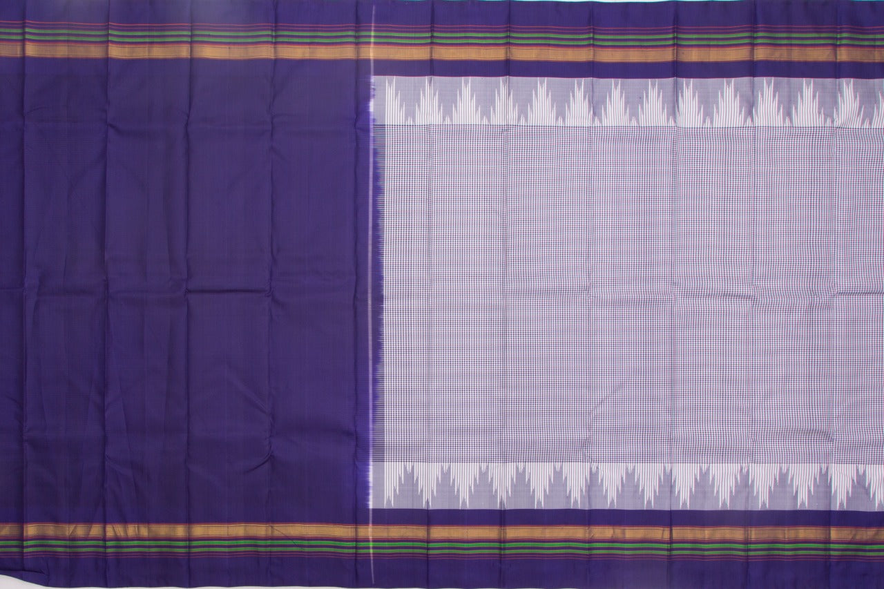 Kanchipuram Silk Checks White Saree