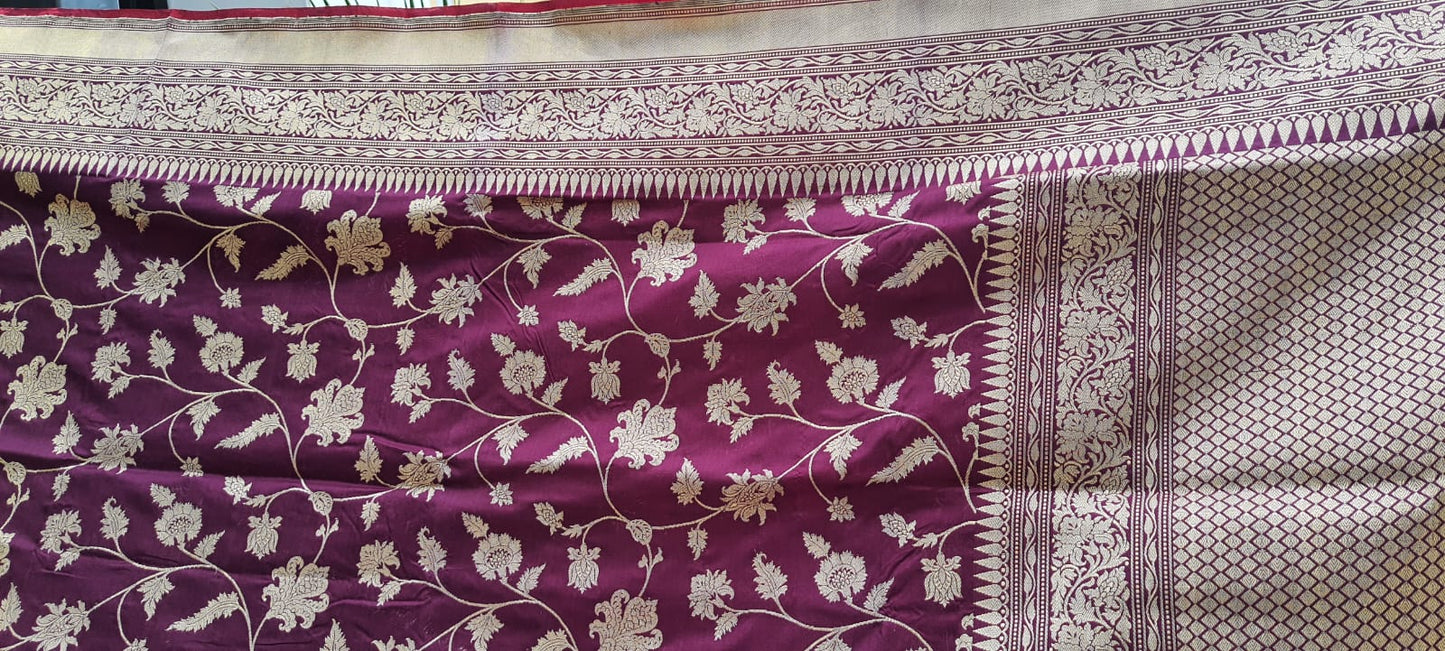 Banarasi Silk Jaal Purple Saree