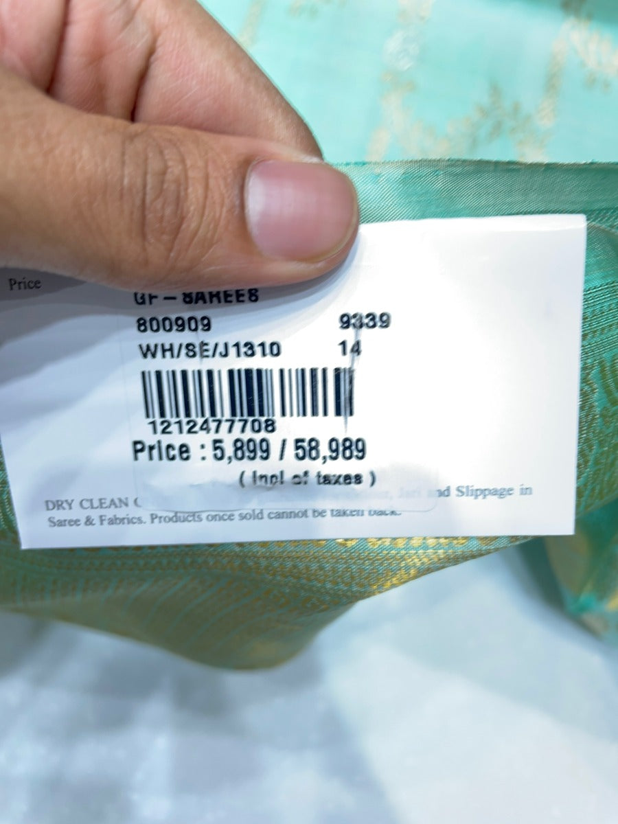 Kanchipuram Silk Pastel Blue Silk Saree