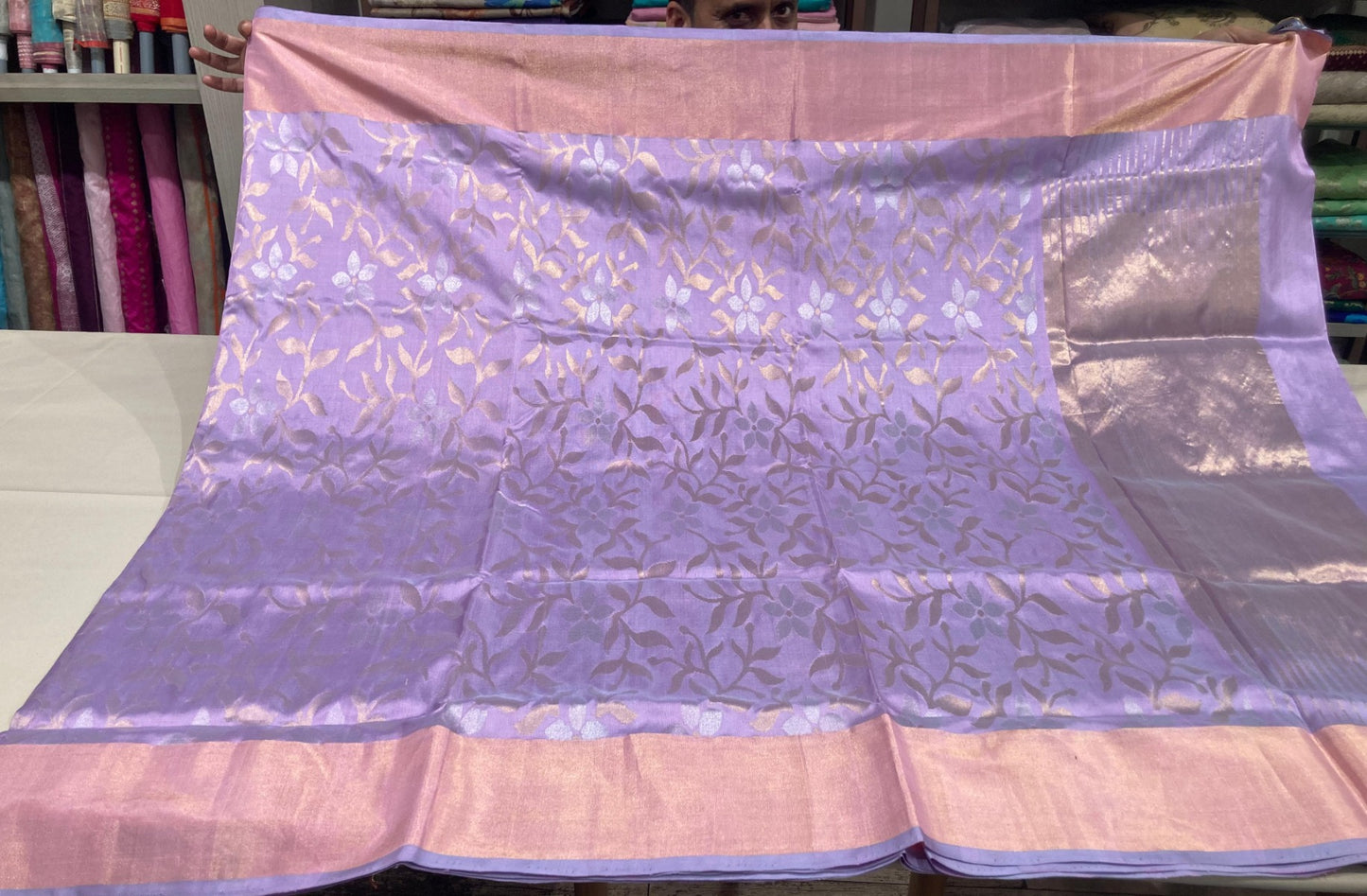 Uppada silk Jamdani Lavender Saree