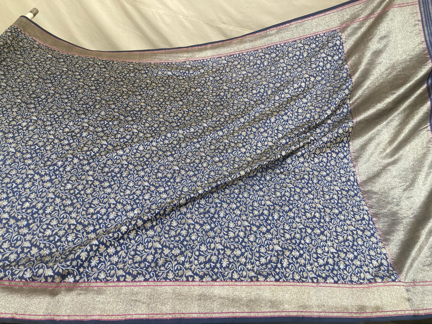 Banarasi Silk Jamdani Blue Saree