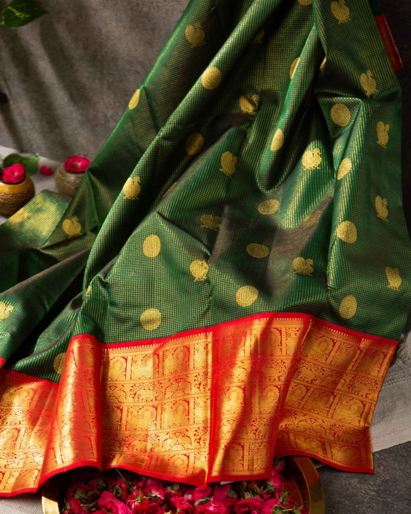 kankatala kanchipuram checks green saree