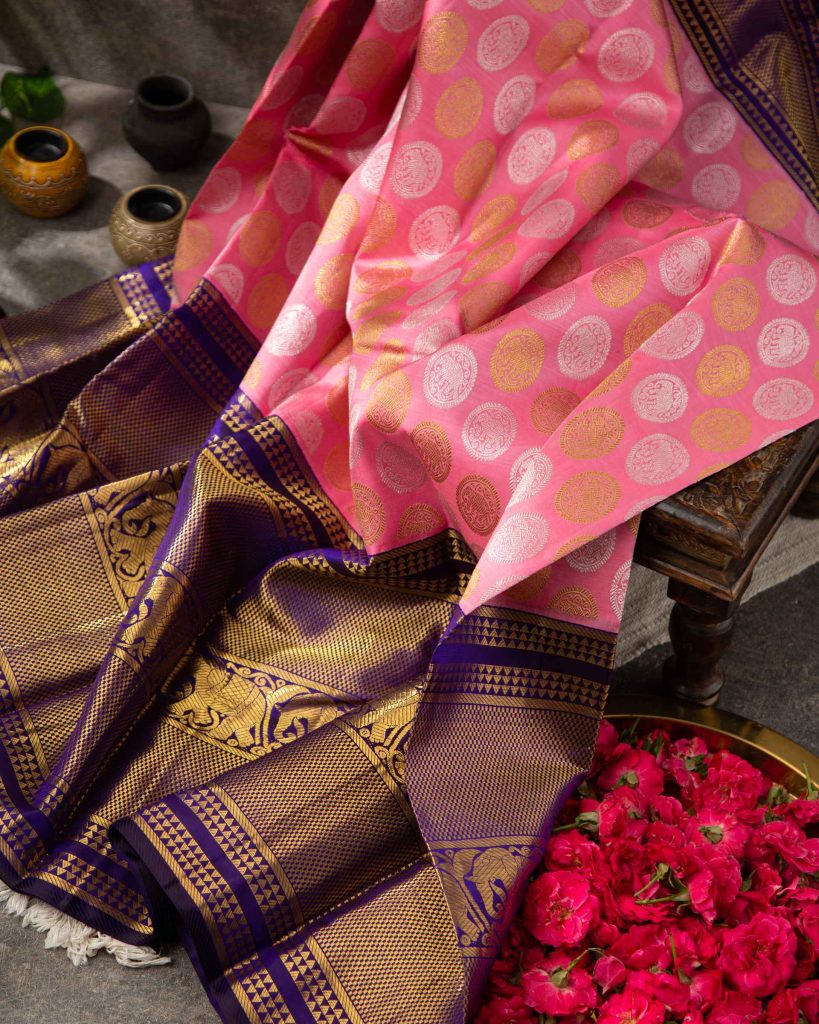 kankatala kanchipuram silk pink saree