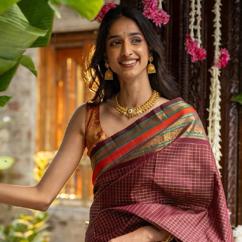 The Check That Belongs to Every Generation: Katam Checks Kanjivaram Sarees