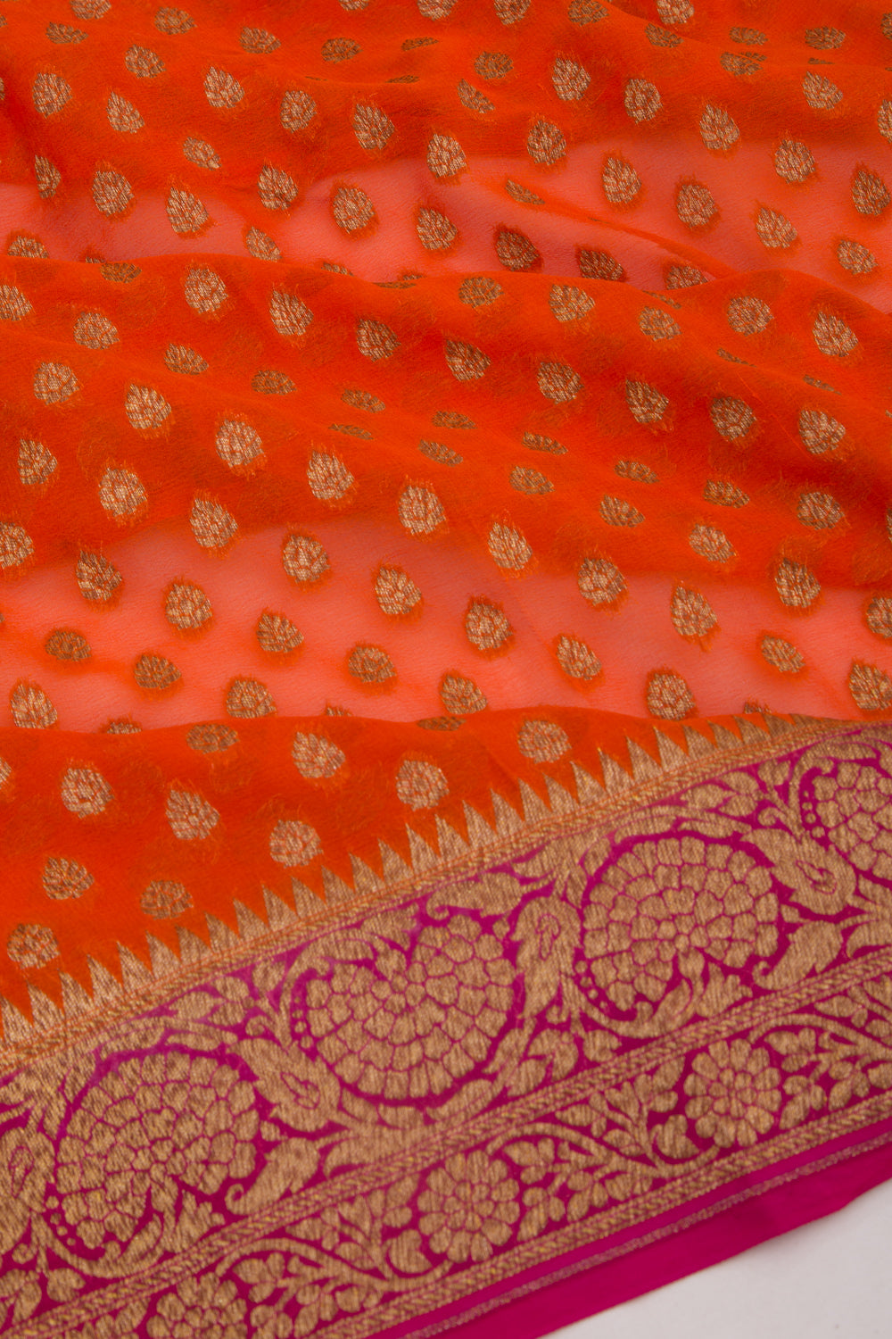 Banarasi Georgette Brocade Orange Saree